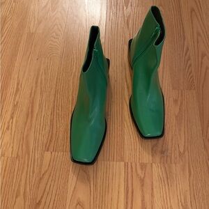 Green Leather Ankle Boots